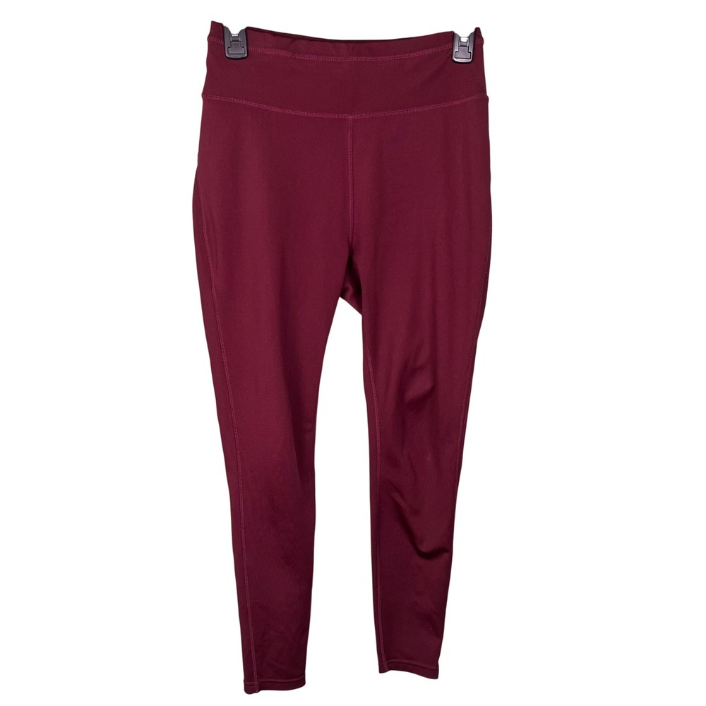 Pop Fit Womens High Waisted Athletic Leggings with Pockets Burgundy Medium‎